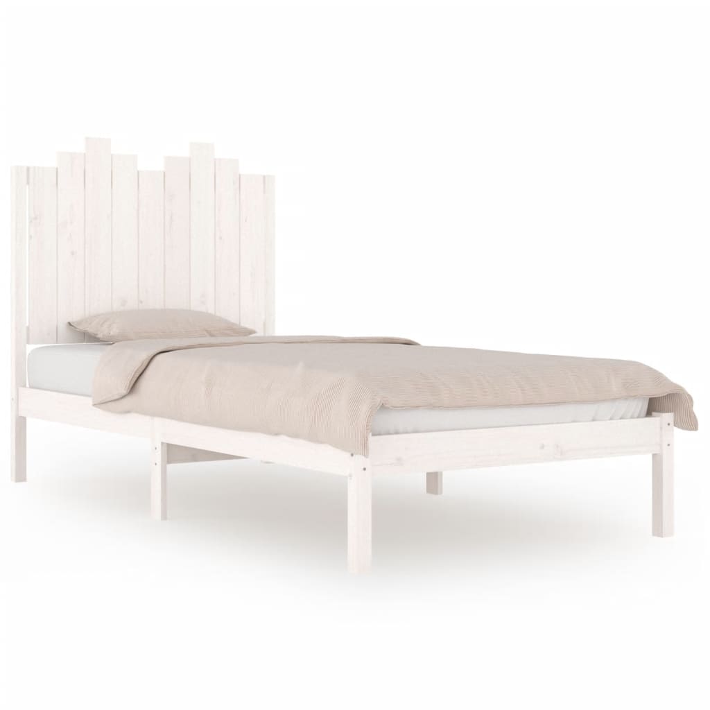 vidaXL Bedframe massief grenenhout wit 75x190 cm