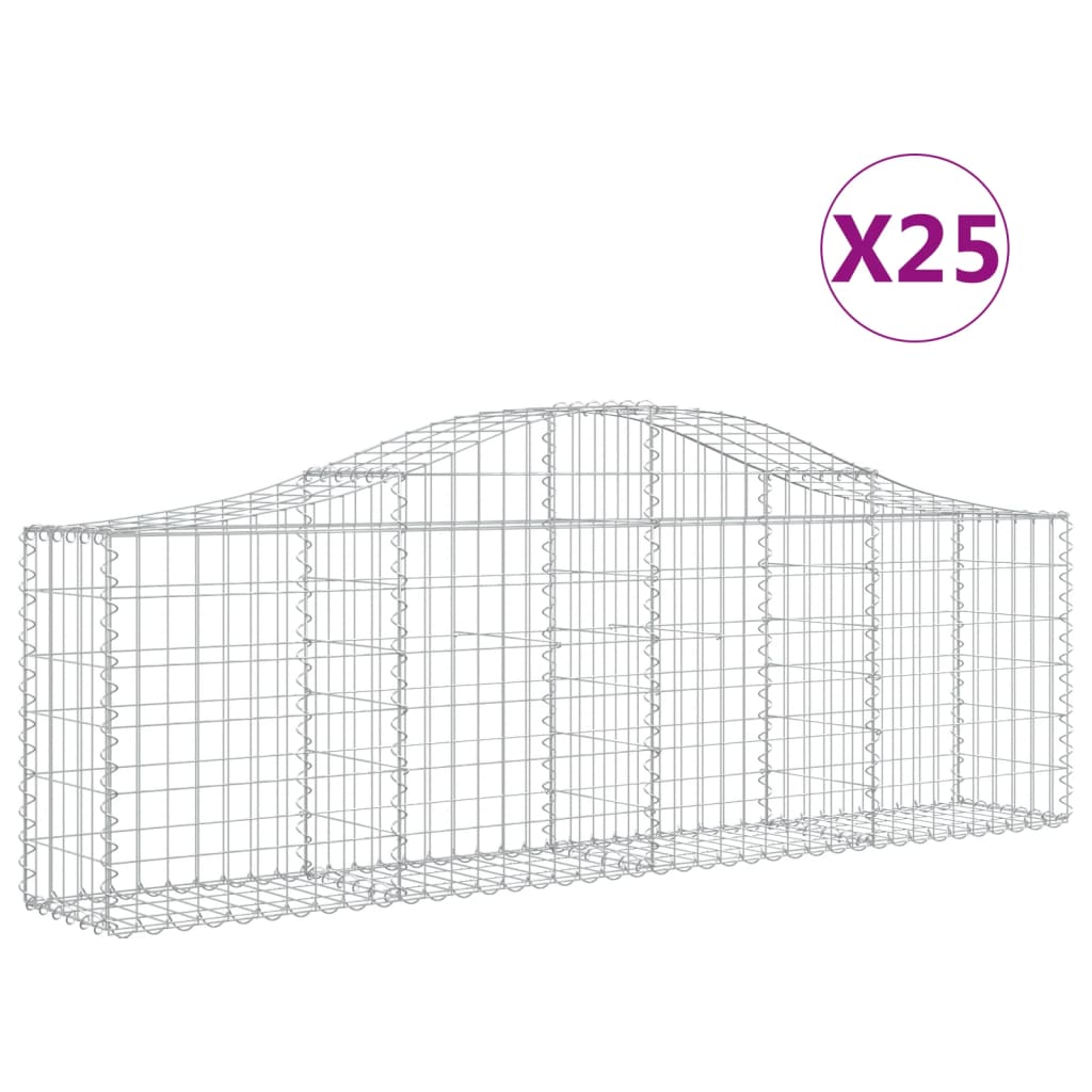 vidaXL Schanskorven 25 st gewelfd 200x30x60/80 cm gegalvaniseerd ijzer