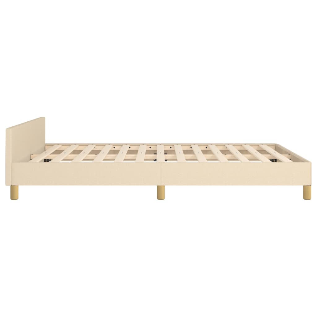 vidaXL Bedframe met hoofdeinde stof crèmekleurig 140x200 cm