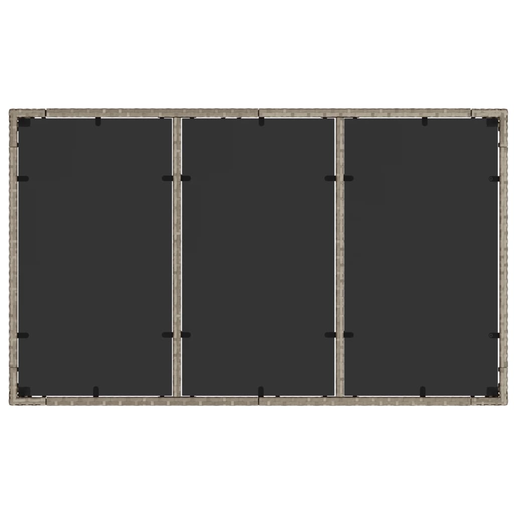 vidaXL Tuintafel met glazen blad 150x90x75 cm poly rattan lichtgrijs