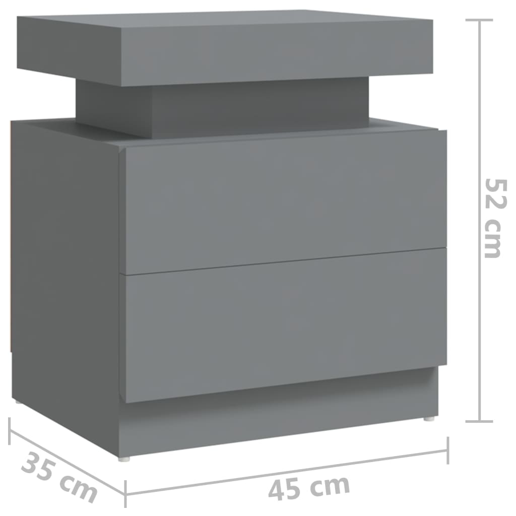 vidaXL Nachtkastje 45x35x52 cm bewerkt hout grijs