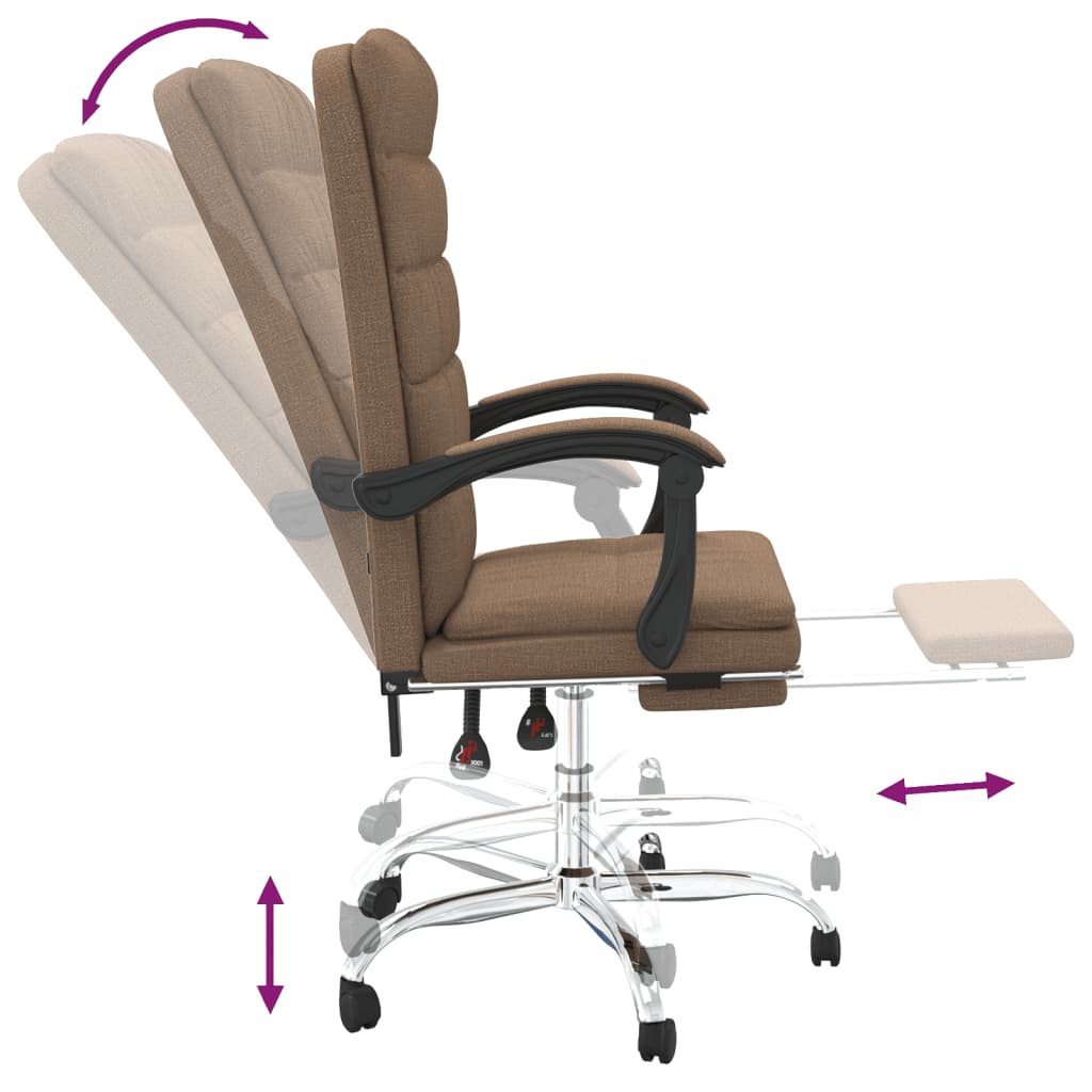 vidaXL Kantoorstoel verstelbaar stof bruin