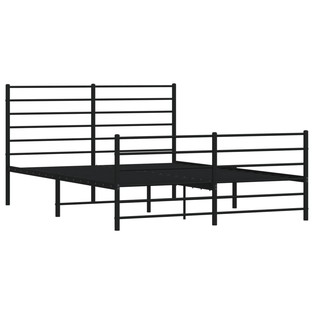 vidaXL Bedframe met hoofd- en voeteneinde metaal zwart 160x200 cm