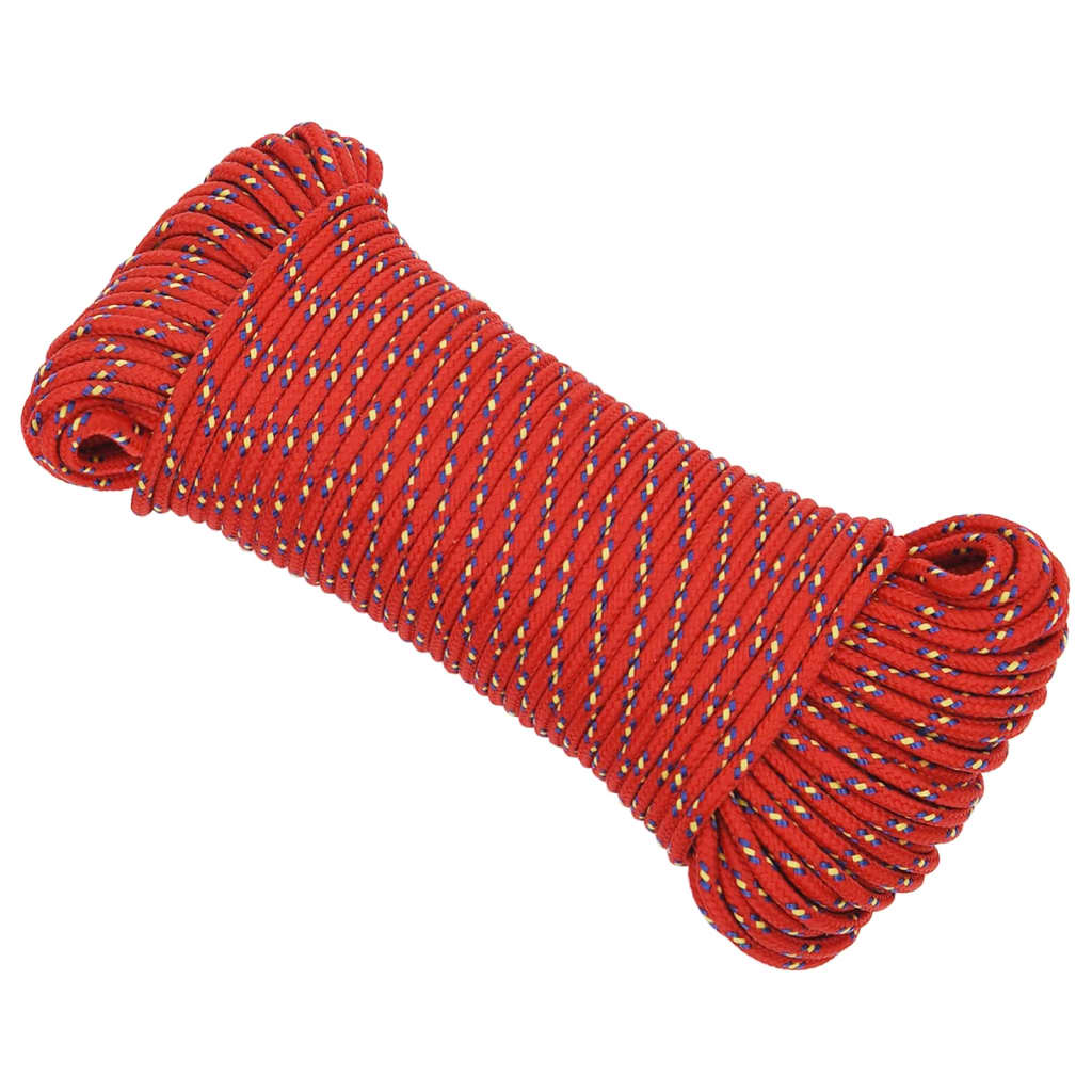 vidaXL Boottouw 4 mm 100 m polypropyleen rood