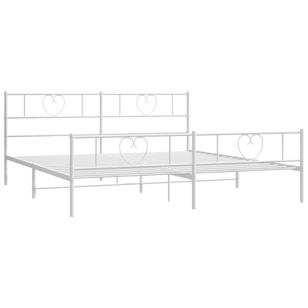 vidaXL Bedframe met hoofd- en voeteneinde metaal wit 193x203 cm