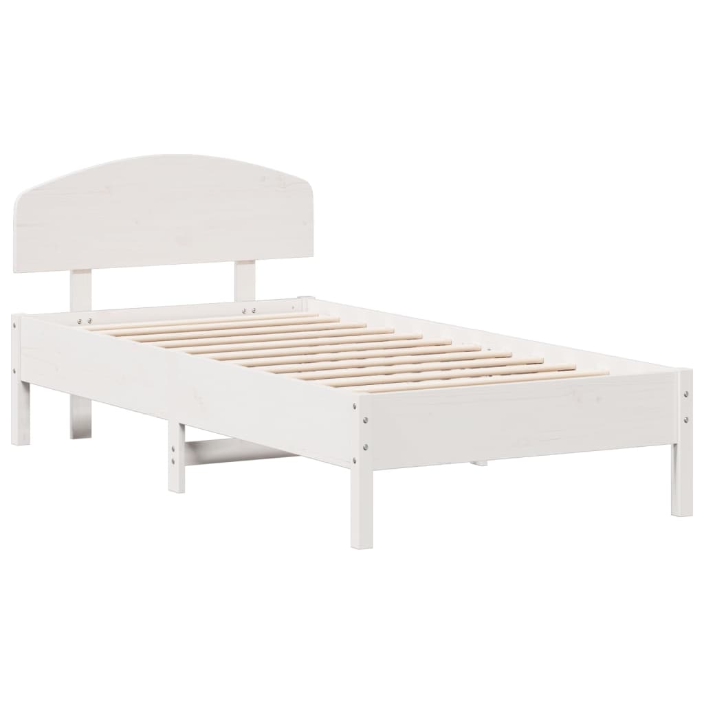 vidaXL Bedframe zonder matras massief grenenhout wit 75x190 cm