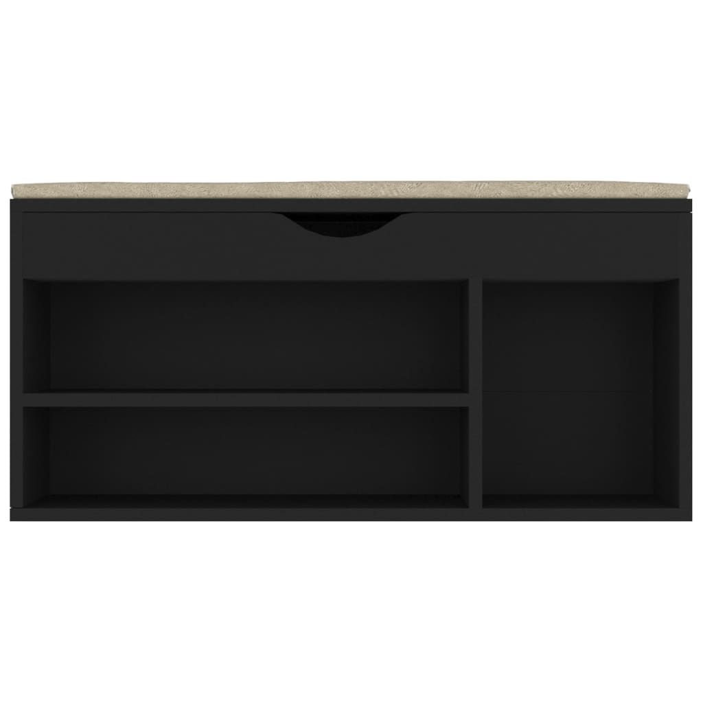 vidaXL Schoenenbank met kussen 104x30x49 cm bewerkt hout zwart