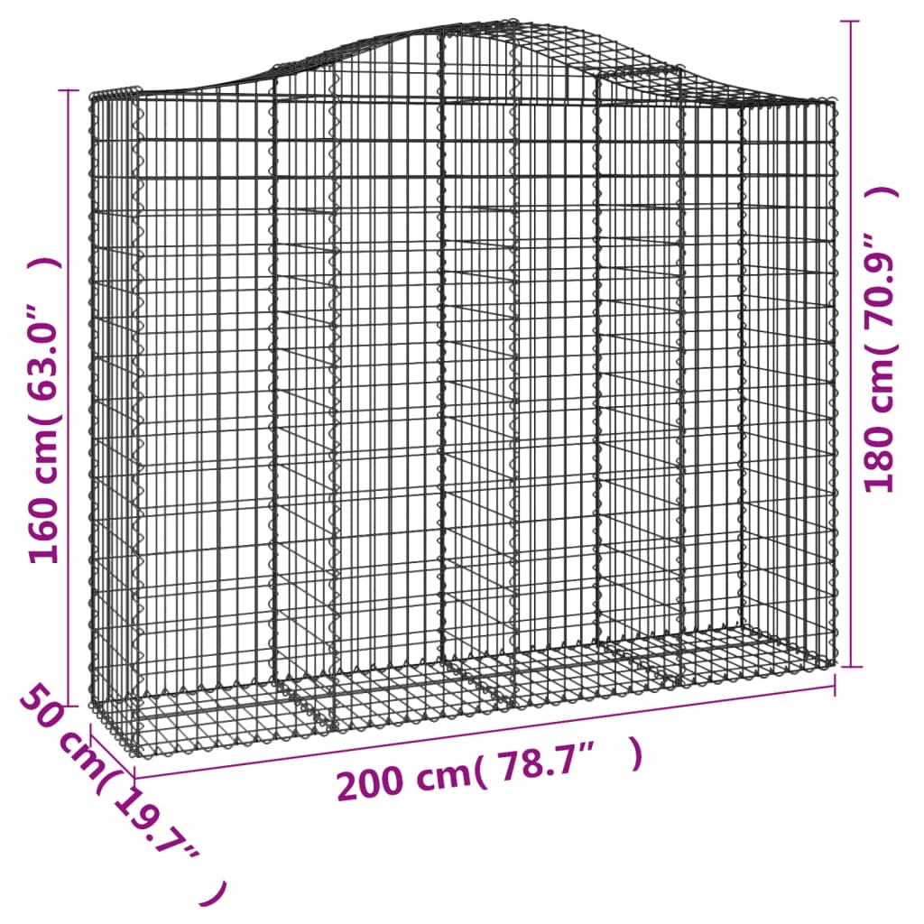 vidaXL Schanskorven 7 st gewelfd 200x50x160/180 cm ijzer