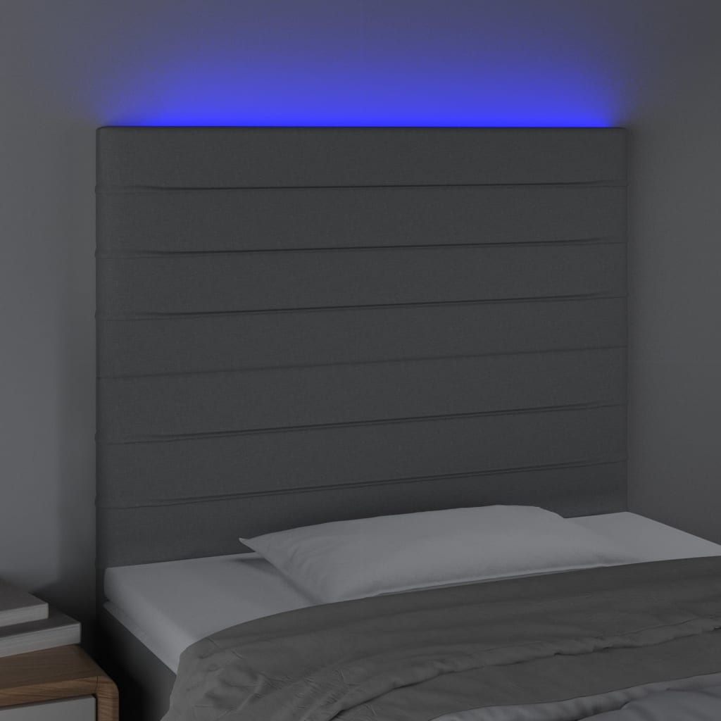 vidaXL Hoofdbord LED 80x5x118/128 cm stof lichtgrijs