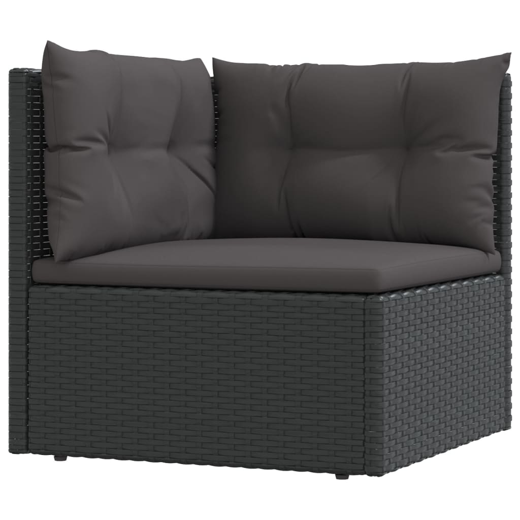 vidaXL 4-delige Loungeset met kussens poly rattan zwart