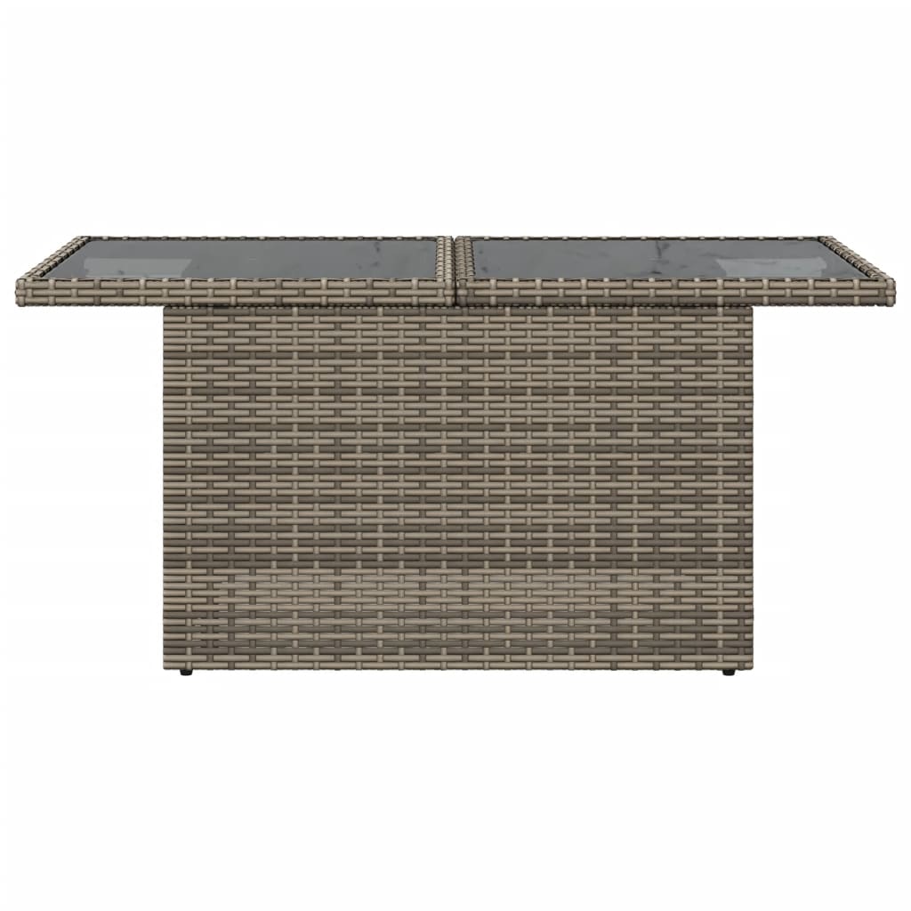 vidaXL Tuintafel met glazen blad 100x55x73 cm poly rattan grijs