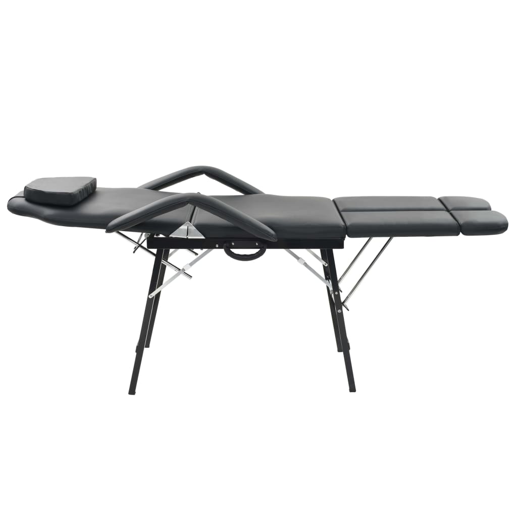vidaXL Gezichtsbehandelstoel draagbaar 185x78x76 cm kunstleer zwart