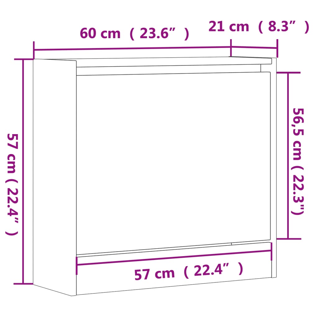 vidaXL Schoenenkast 60x21x57 cm bewerkt hout zwart