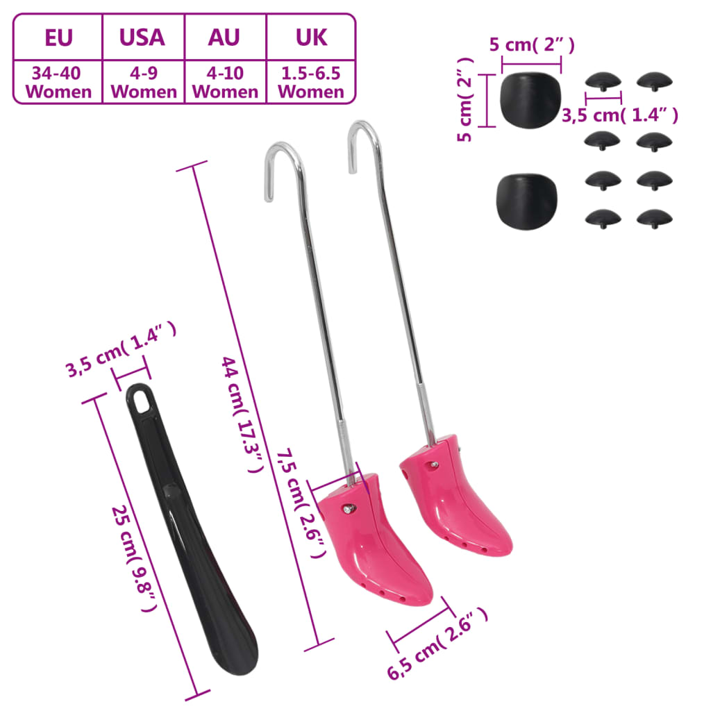vidaXL Schoenspanners met schoenlepel EU 34-40 kunststof roze