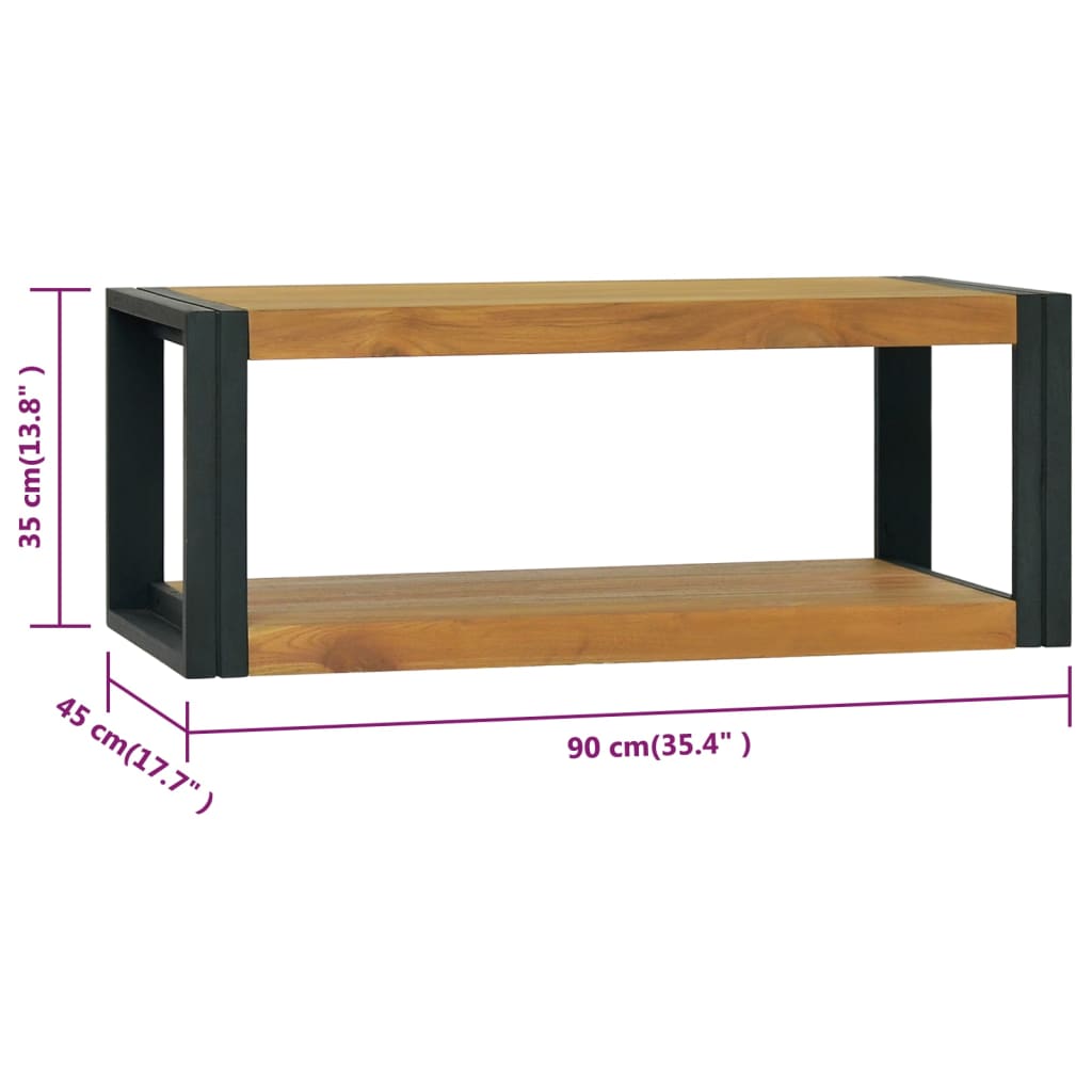 vidaXL Badkamerwandkast 90x45x35 cm massief teakhout