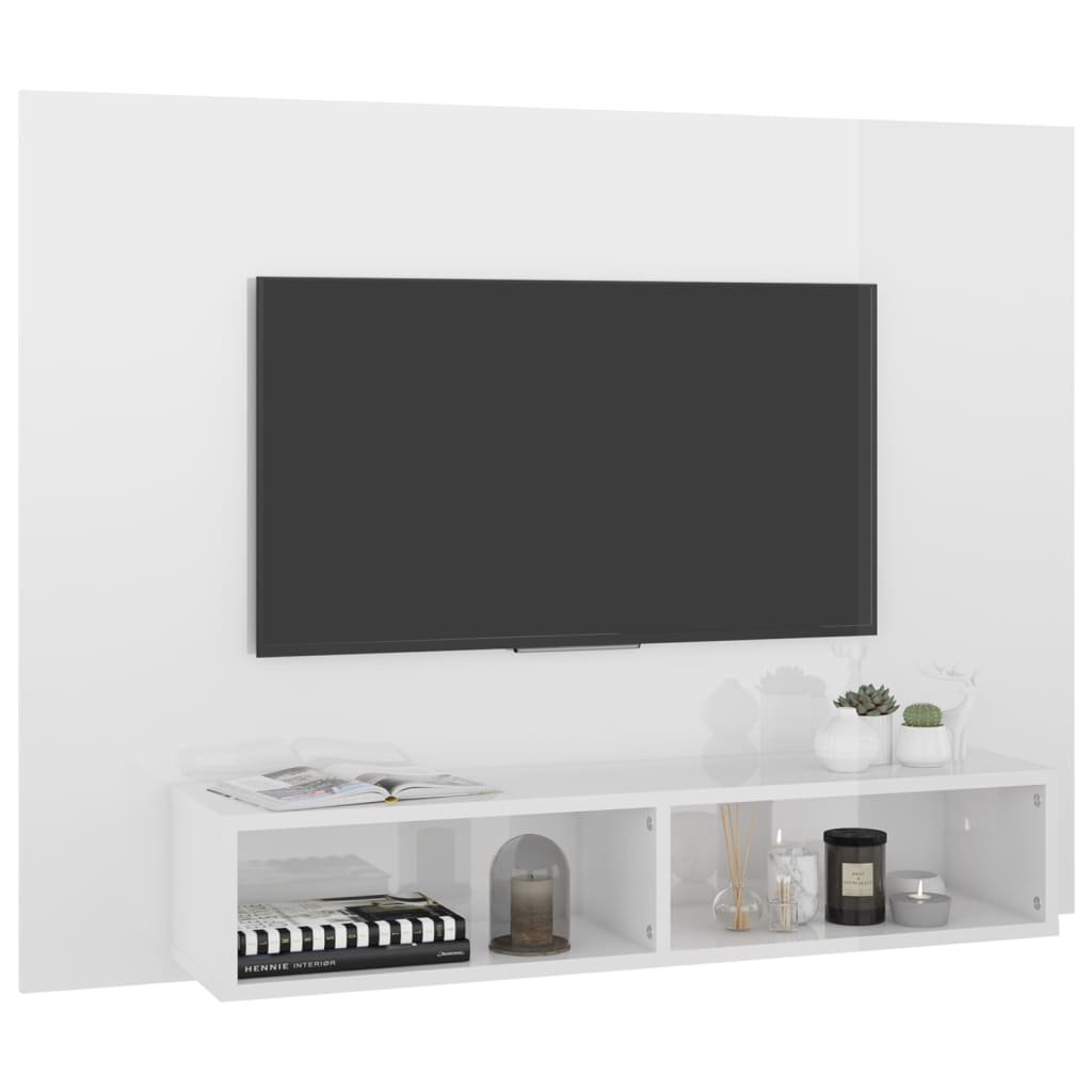 vidaXL Tv-wandmeubel 120x23,5x90 cm bewerkt hout hoogglans wit