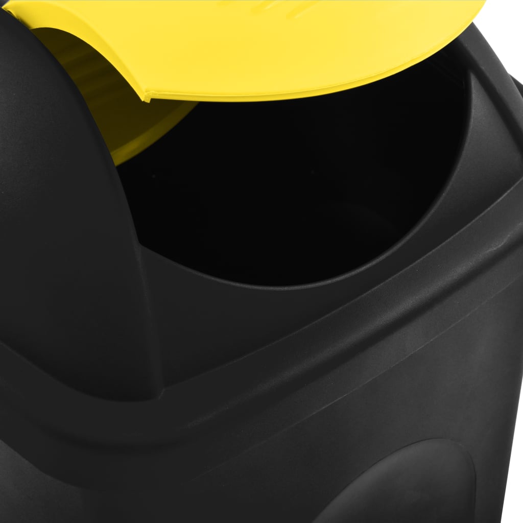 vidaXL Vuilnisbak met schommeldeksel 60 L zwart en geel