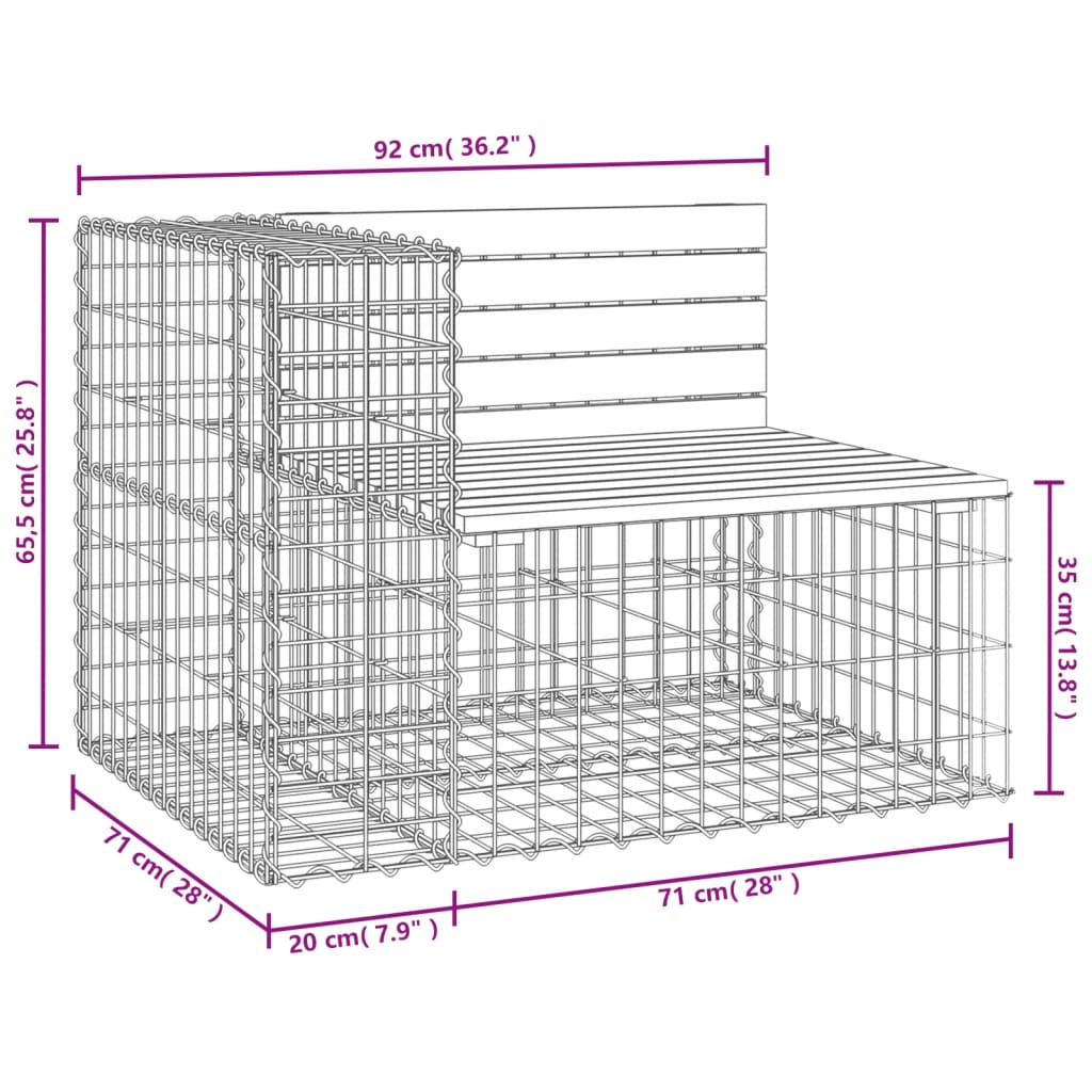 vidaXL Tuinbank schanskorfontwerp 92x71x65,5 cm massief douglashout