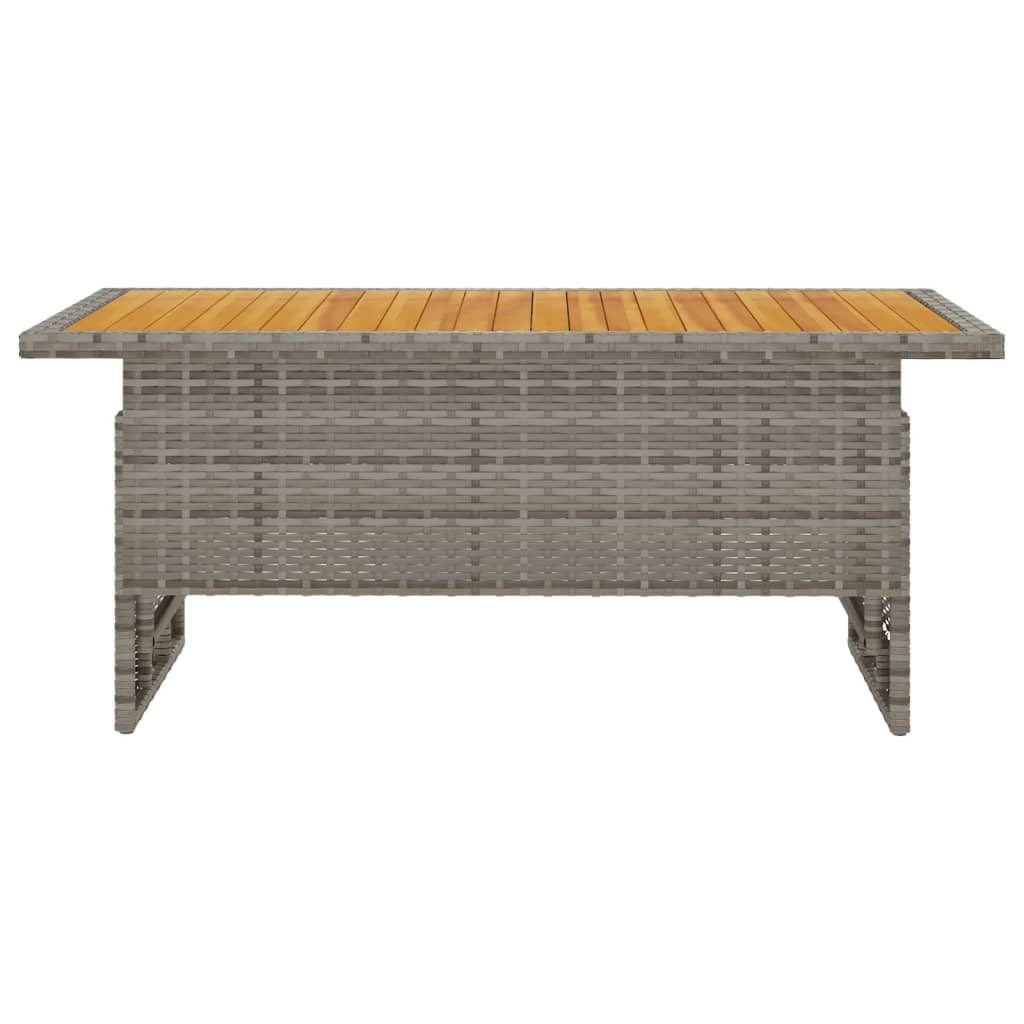 vidaXL Tuintafel 100x50x43/63 cm acaciahout en poly rattan grijs