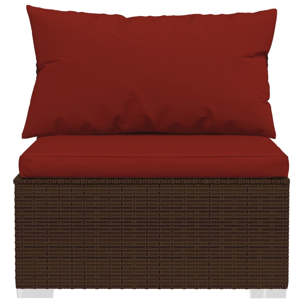 vidaXL 8-delige Loungeset met kussens poly rattan bruin