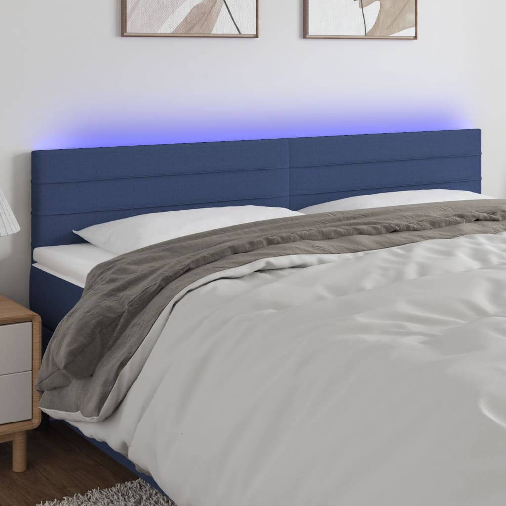 vidaXL Hoofdbord LED 180x5x78/88 cm stof blauw
