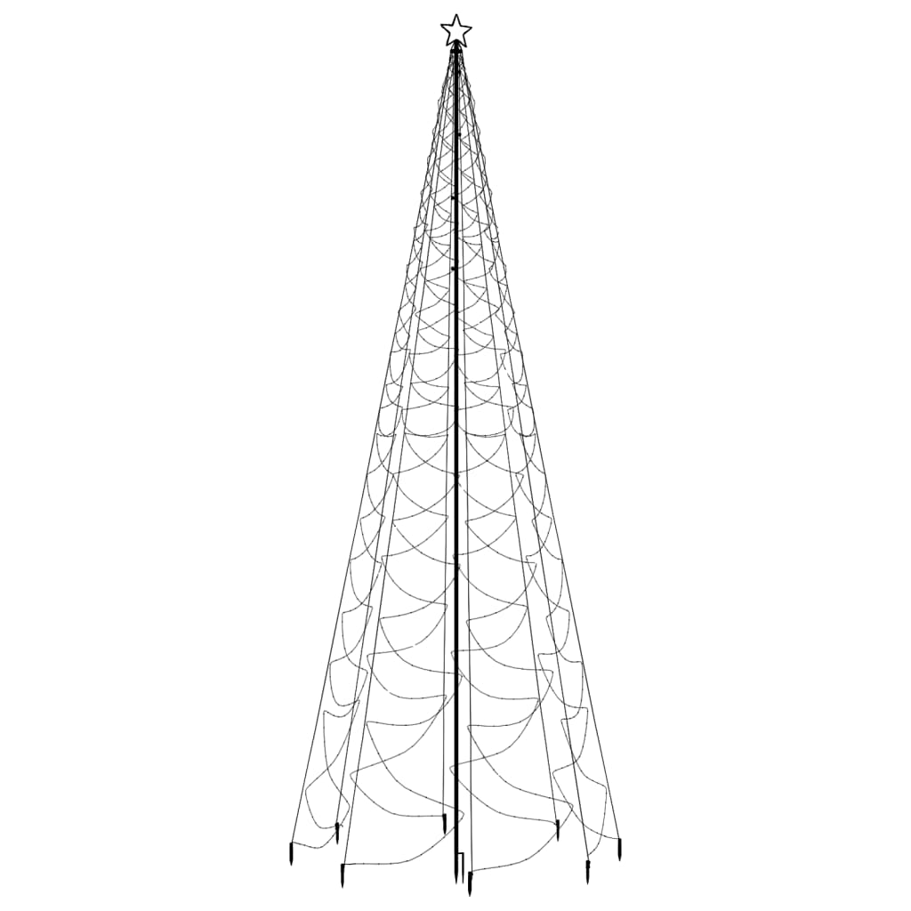 vidaXL Kerstboom met metalen paal en 1400 warmwitte LED's 5 m