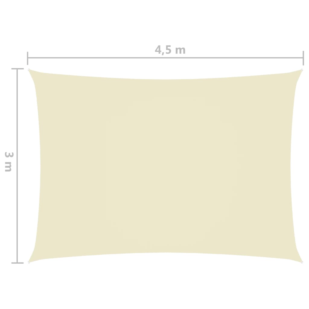vidaXL Zonnescherm rechthoekig 3x4,5 m oxford stof crèmekleurig