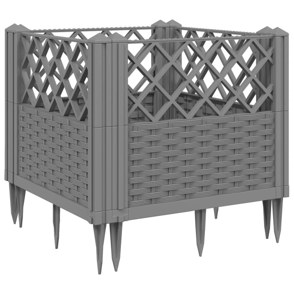 vidaXL Plantenbak met pinnen 43,5x43,5x43,5 cm polypropeen lichtgrijs