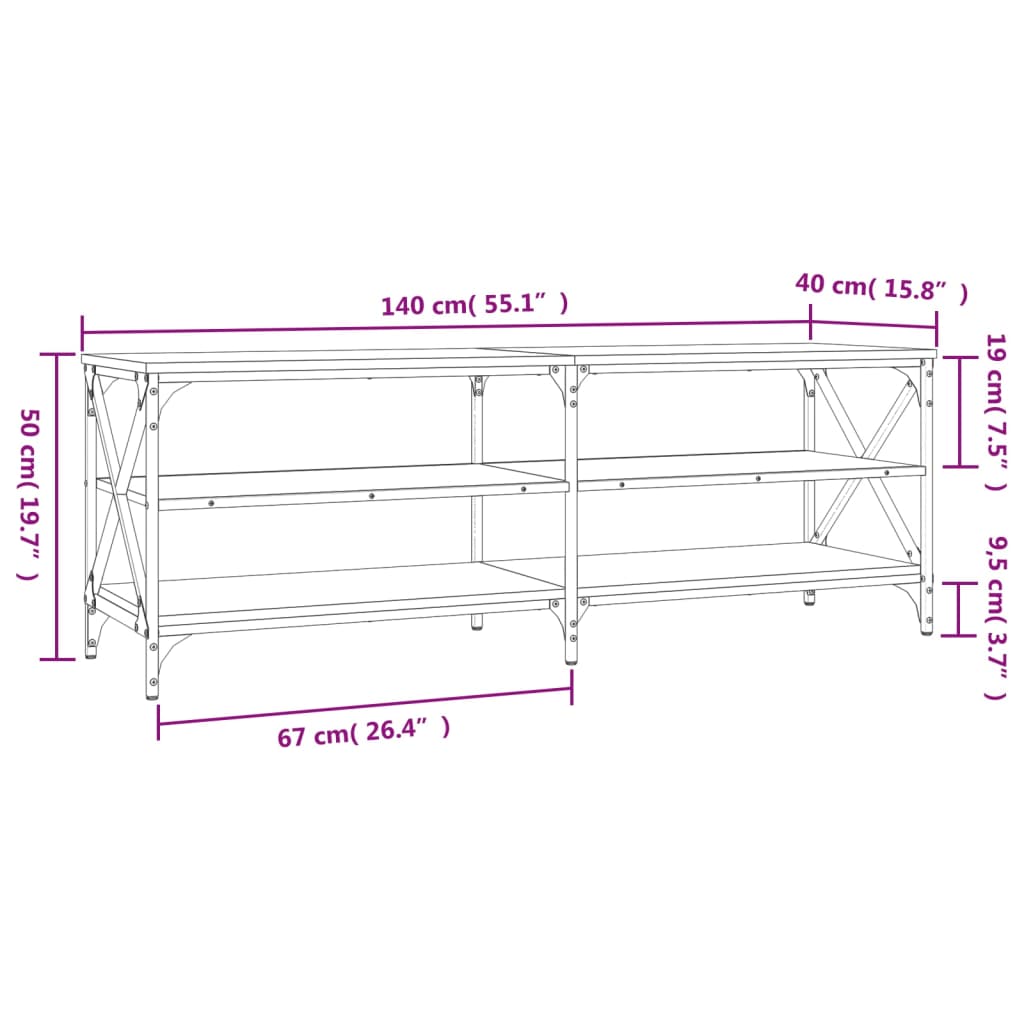 vidaXL Tv-meubel 140x40x50 cm bewerkt hout bruin eikenkleur