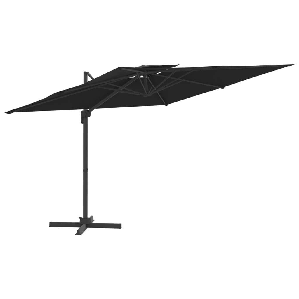 vidaXL Zweefparasol met dubbel dak 300x300 cm zwart