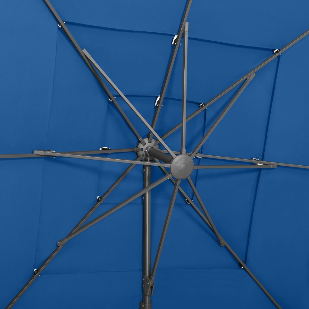 vidaXL Parasol 4-laags met aluminium paal 250x250 cm azuurblauw