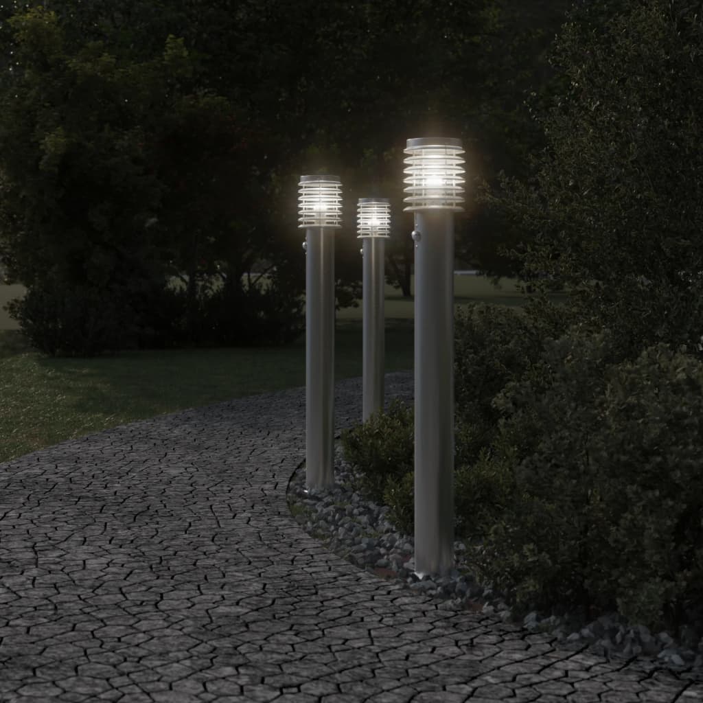 vidaXL Vloerlamp voor buiten met sensor 110 cm roestvrijstaal zilver