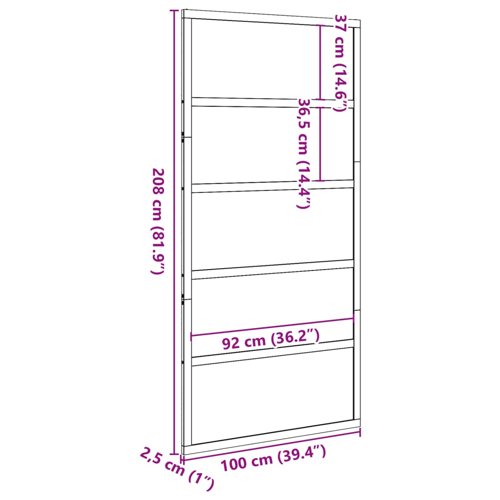 vidaXL Schuifdeur 100x208 cm massief grenenhout