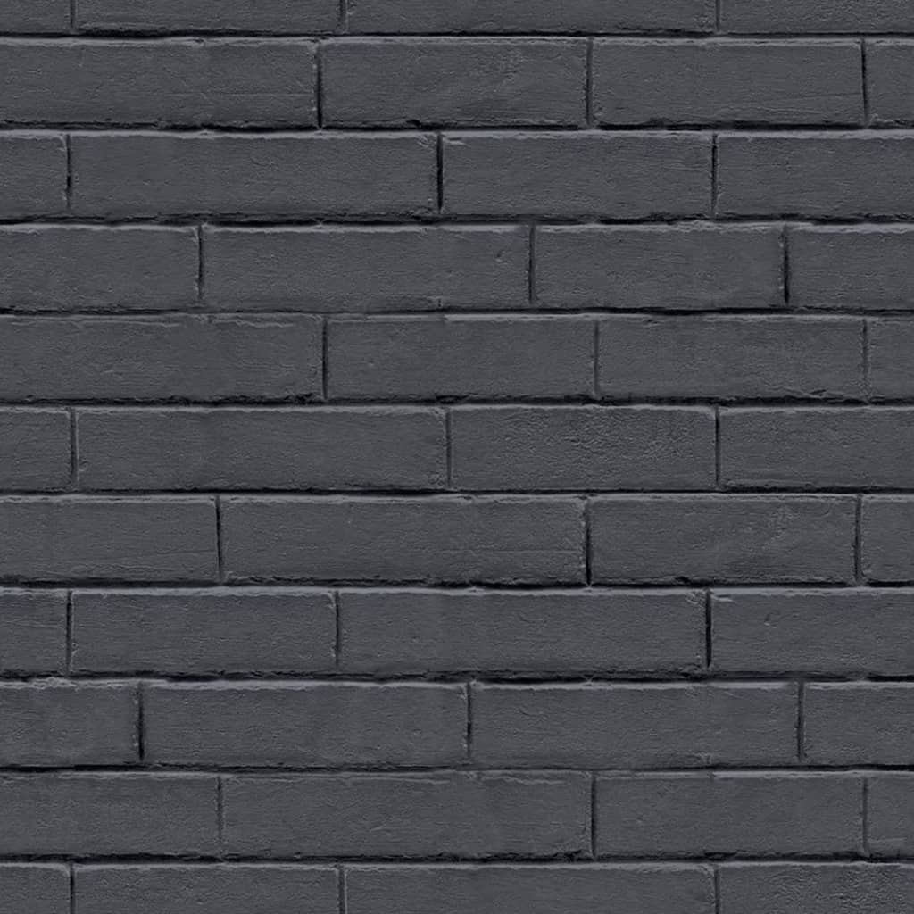 Good Vibes Behang Chalkboard brick wall zwart en grijs