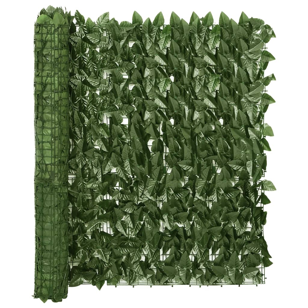 vidaXL Balkonscherm met donkergroene bladeren 300x100 cm