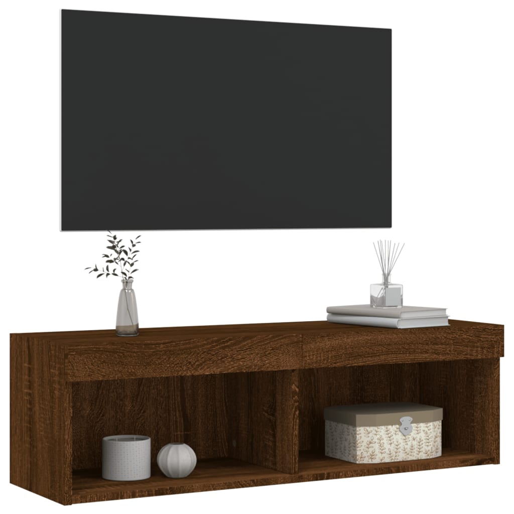 vidaXL Tv-meubel met LED-verlichting 100x30x30 cm bruin eikenkleur