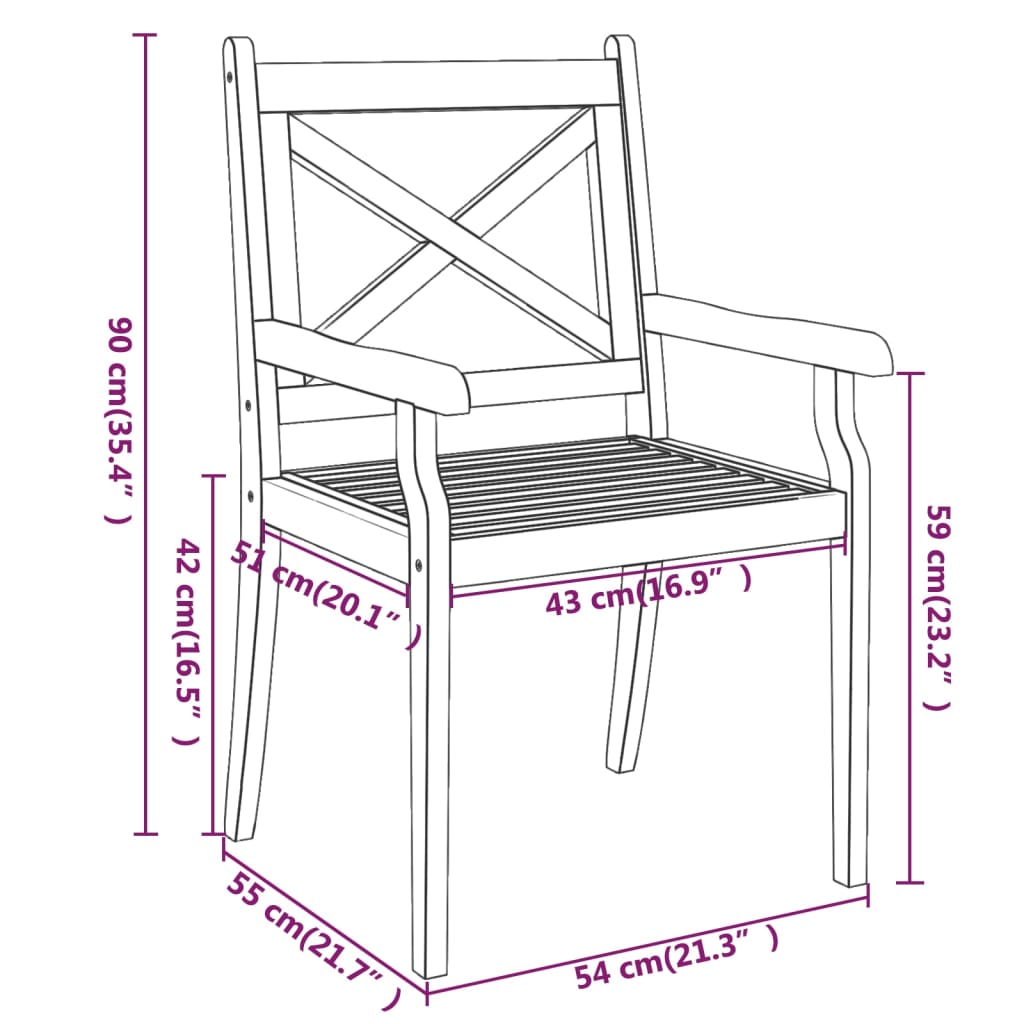 vidaXL Tuinstoelen 8 st massief acaciahout