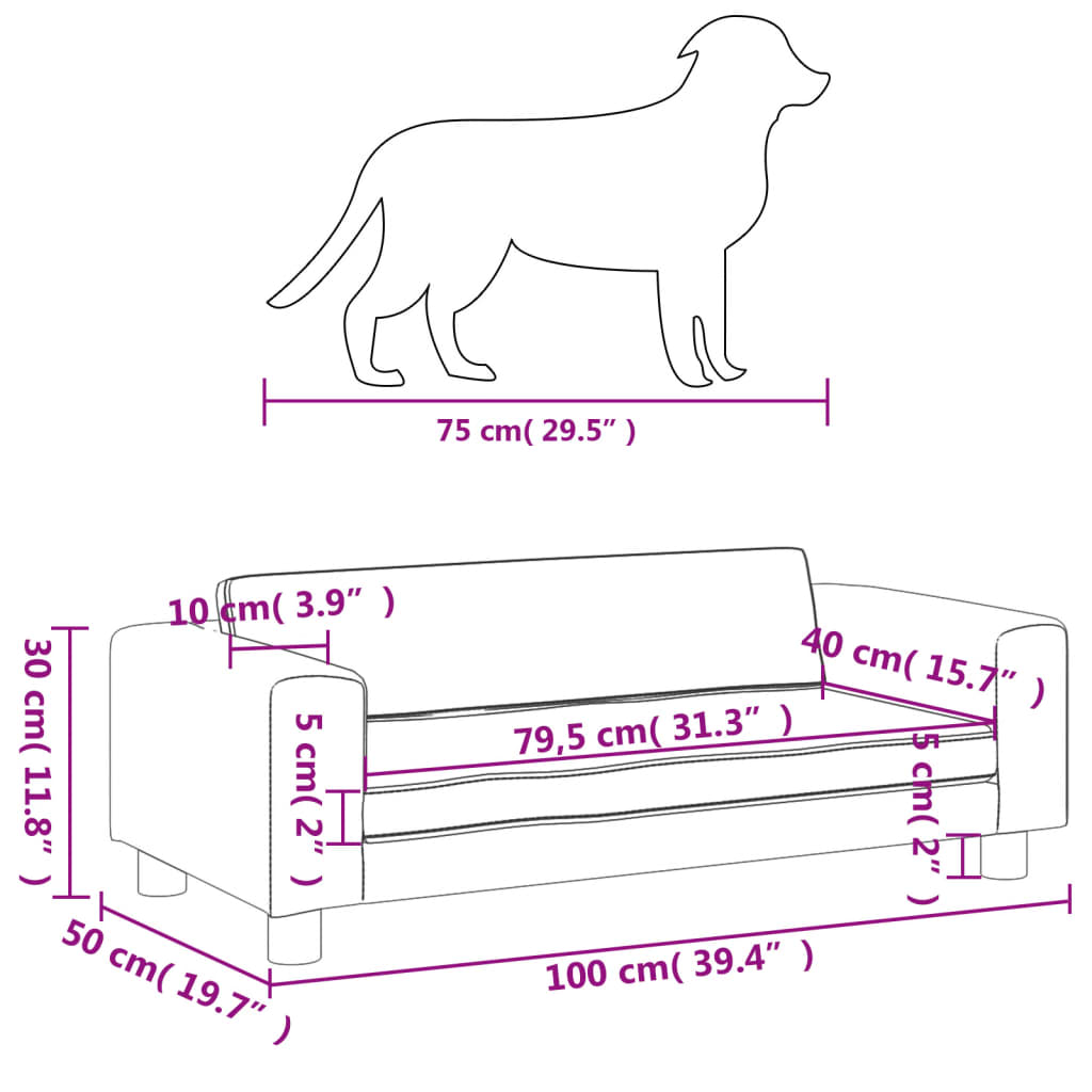 vidaXL Hondenmand met verlengstuk 100x50x30 cm fluweel donkergrijs