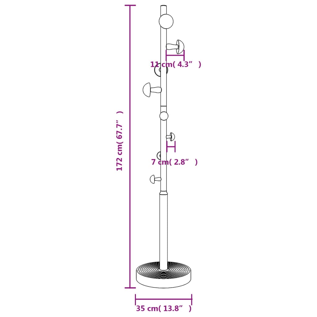 vidaXL Kapstok 172 cm gepoedercoat ijzer roze