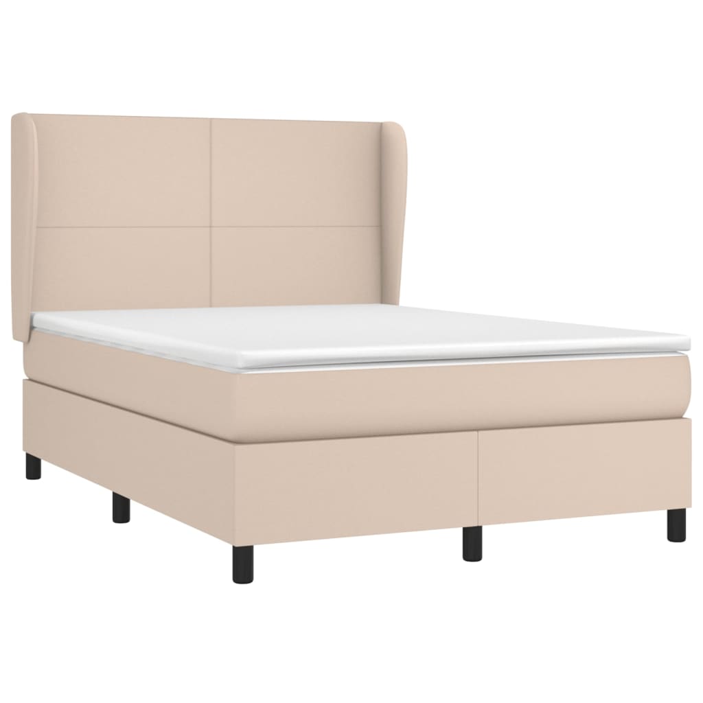 vidaXL Boxspring met matras kunstleer cappuccinokleurig 140x200 cm