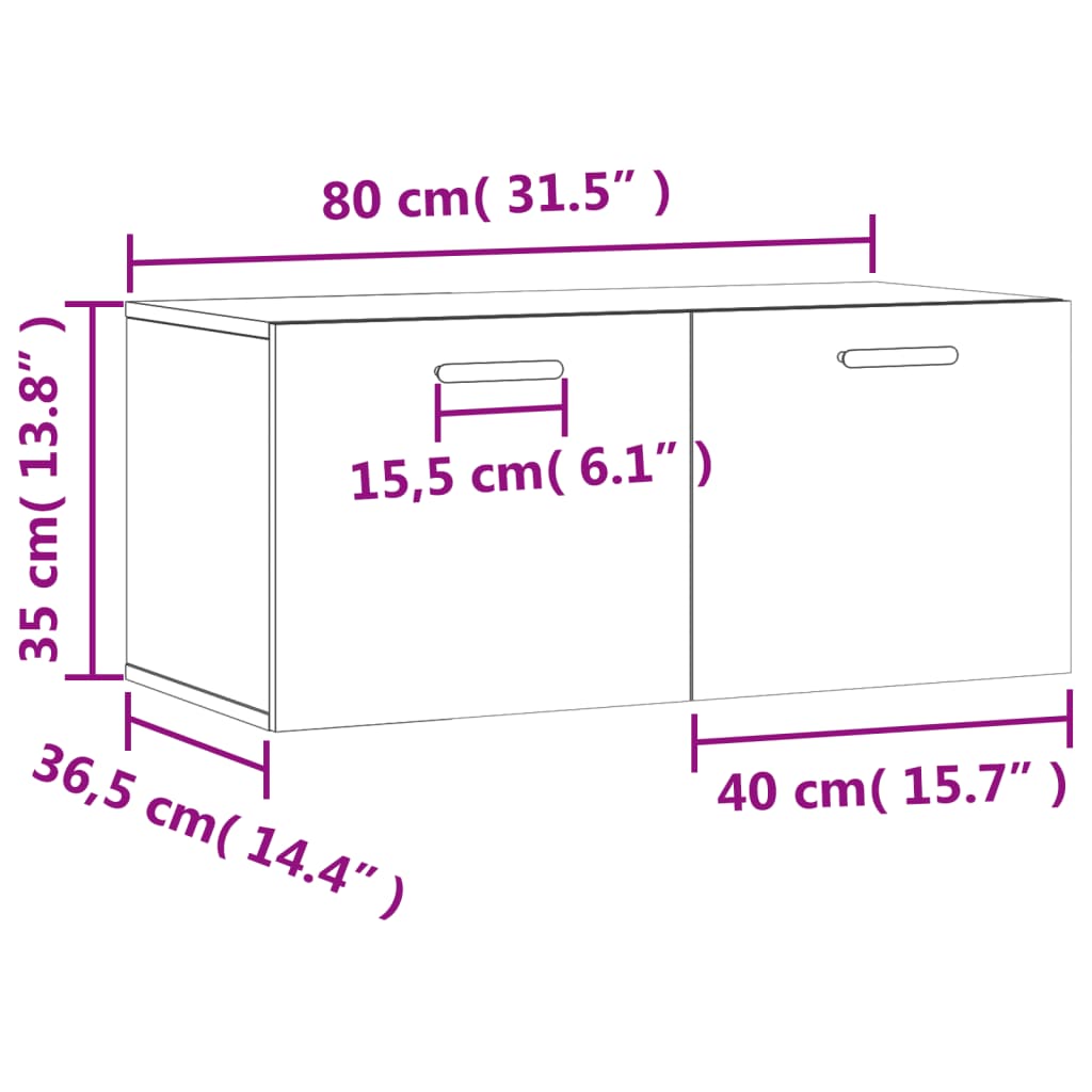 vidaXL Wandkast 80x36,5x35 cm bewerkt hout gerookt eikenkleurig