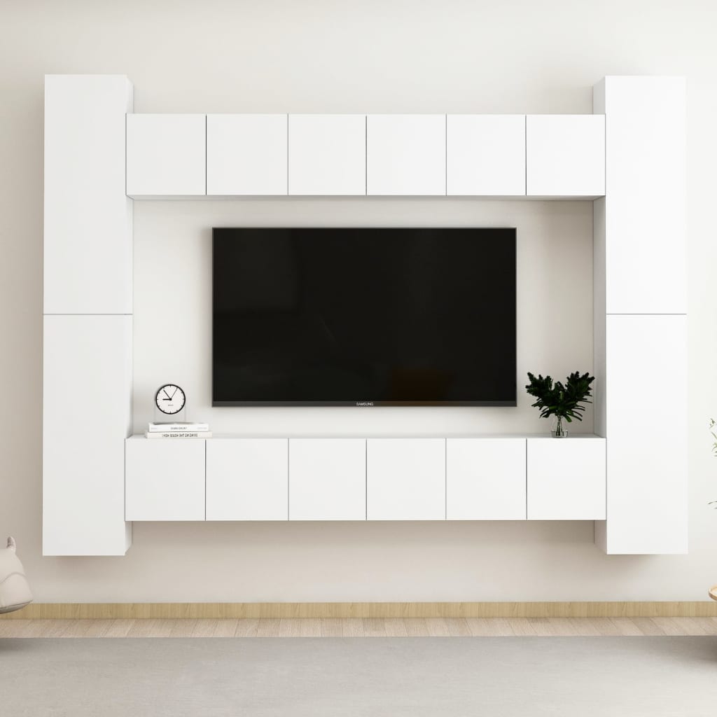 vidaXL 10-delige Tv-meubelset bewerkt hout wit