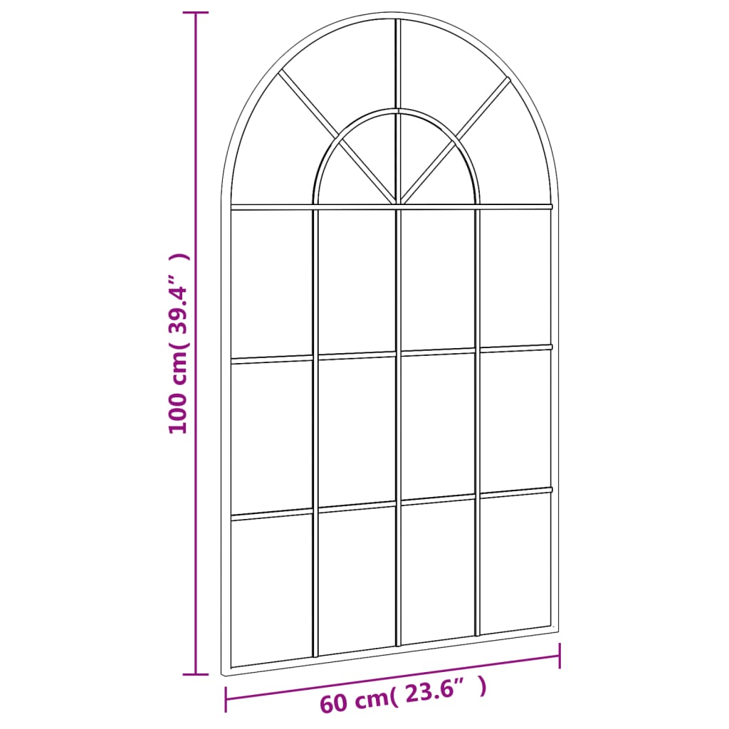 vidaXL Wandspiegel boog 60x100 cm ijzer zwart