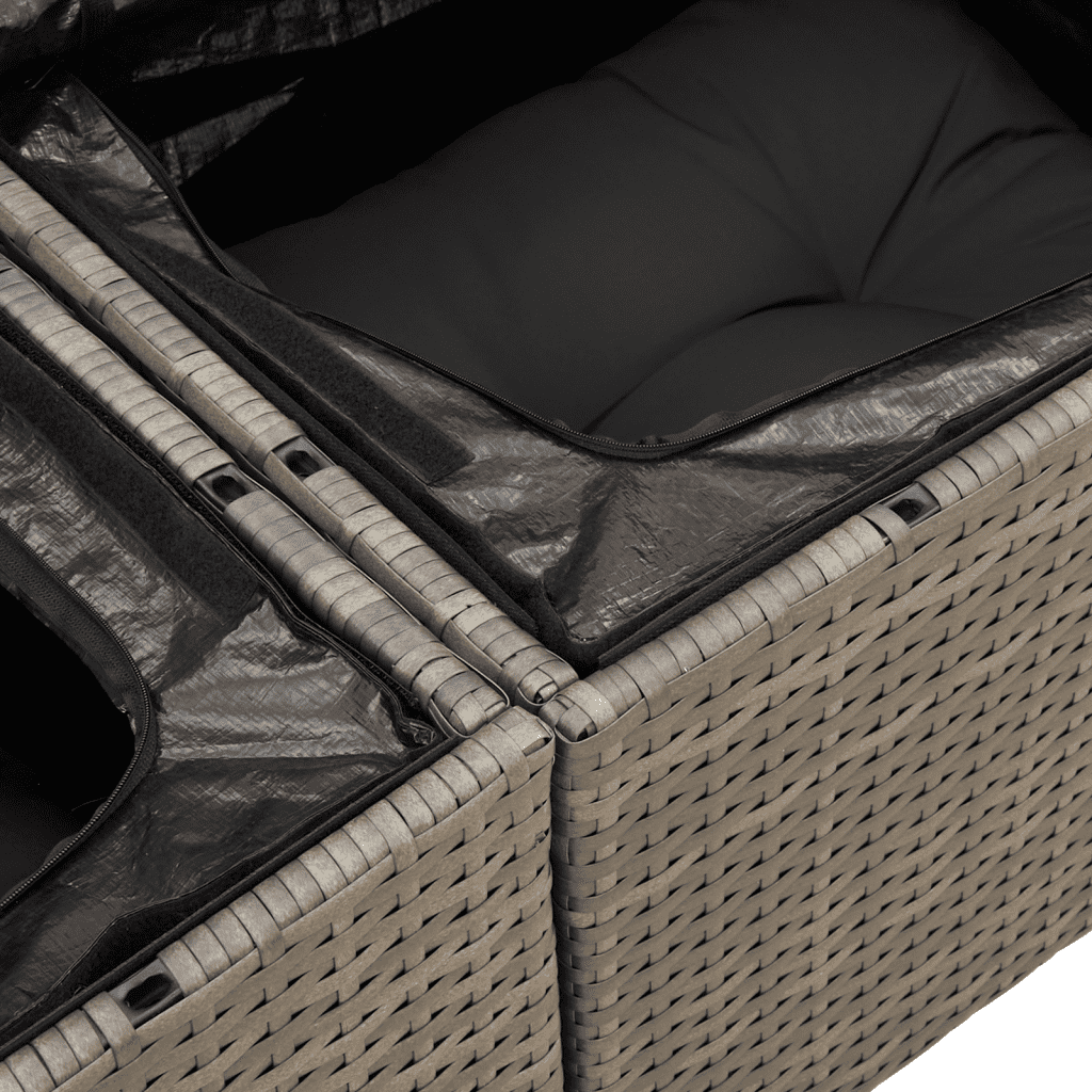 vidaXL 8-delige Loungeset met kussens poly rattan grijs