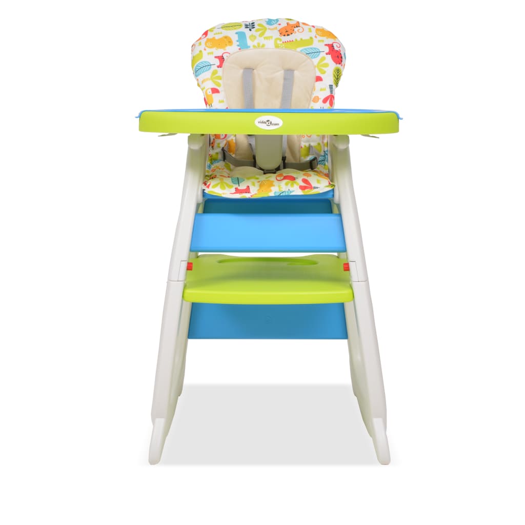 vidaXL Kinderstoel met blad 3-in-1 verstelbaar blauw en groen
