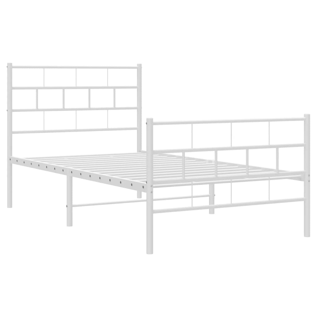 vidaXL Bedframe met hoofd- en voeteneinde metaal wit 90x200 cm