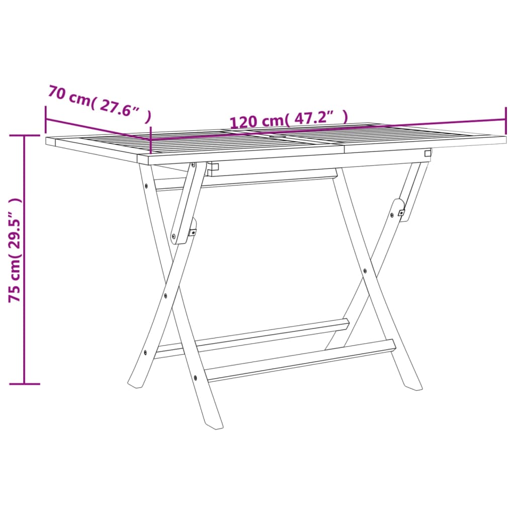 vidaXL Tuintafel inklapbaar 120x70x75 cm massief teakhout grijs