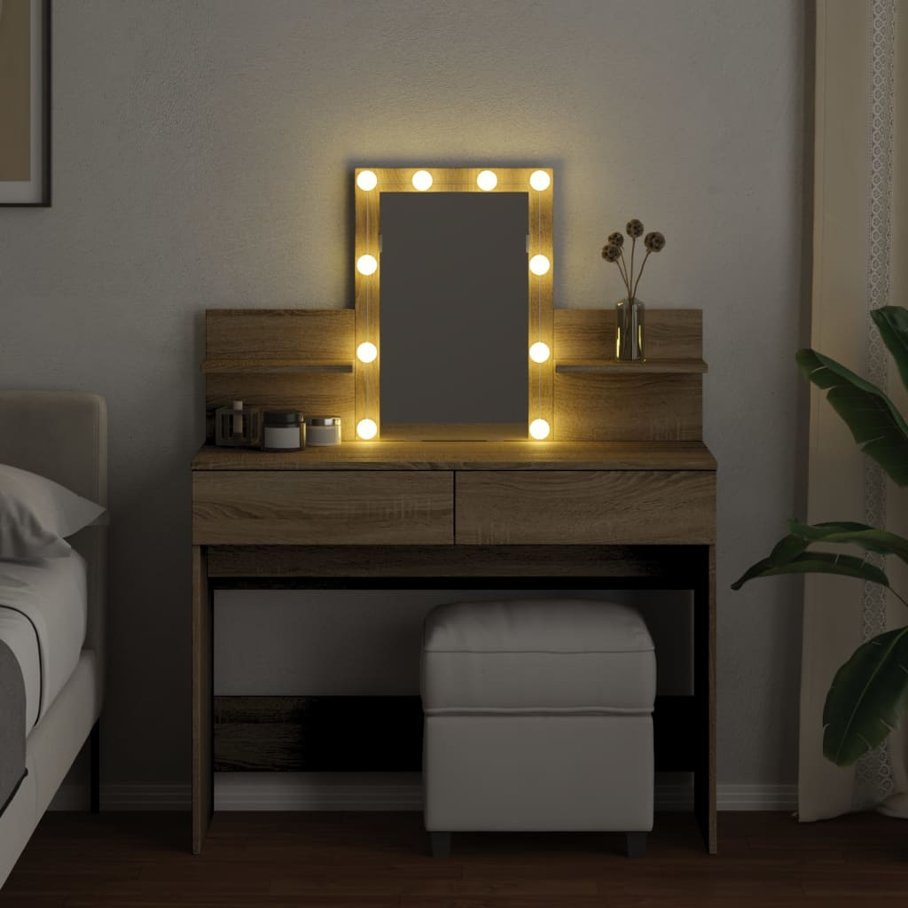 vidaXL Kaptafel met LED-verlichting 100x40x130 cm sonoma eikenkleurig