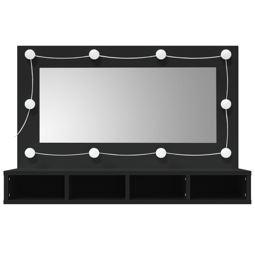 vidaXL Spiegelkast met LED-verlichting 90x31,5x62 cm zwart