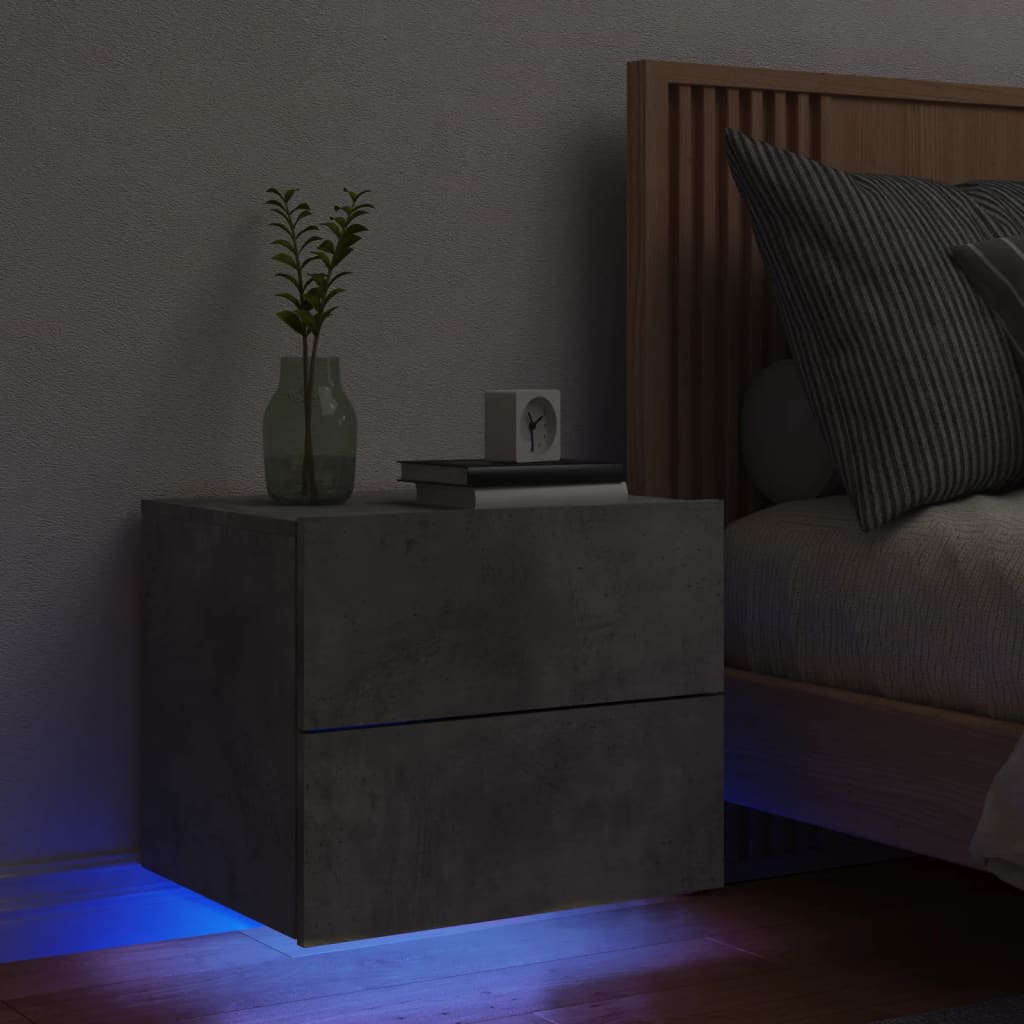 vidaXL Nachtkastje met LED's wandgemonteerd betongrijs